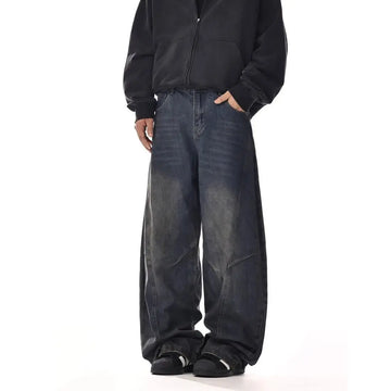 Riolio American spring and autumn men and women washed curved knife jeans for couples loose and trendy straight leg casual pants y2k